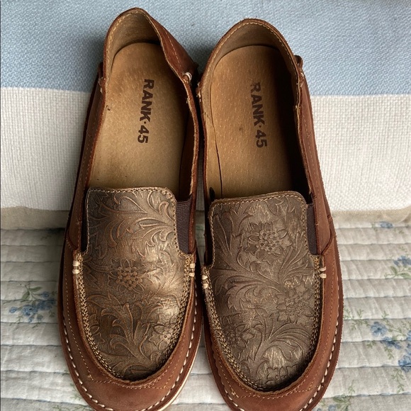Brown Floral Loafers - Picture 1 of 5